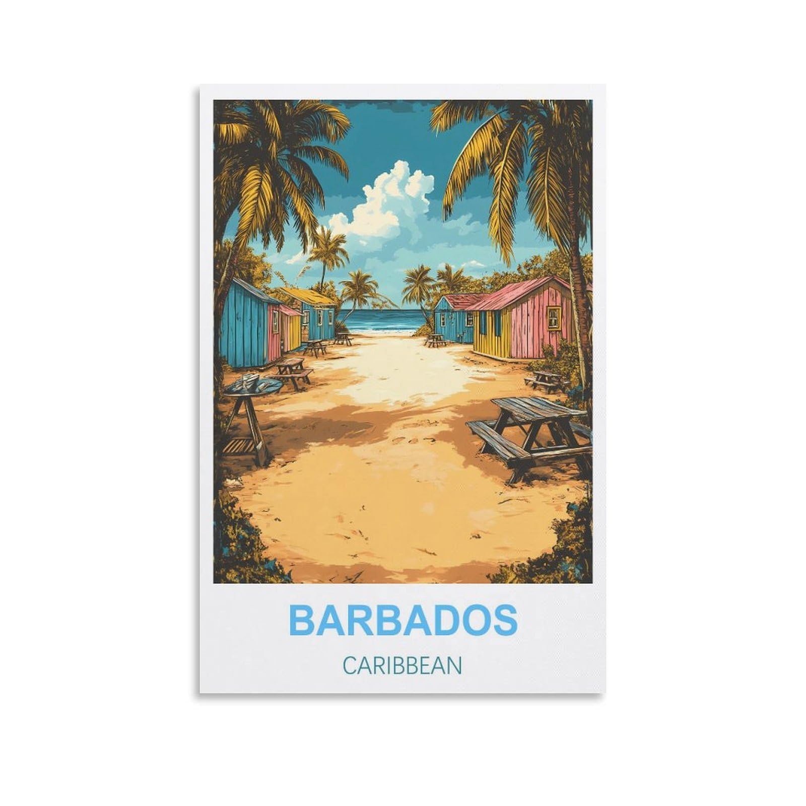 Hsayyiii Unframe-Style Barbados Caribbean Vintage Travel Posters 16X24inch(40X60cm) Canvas Art Poster And Wall Art Picture Print Bedroom Decor