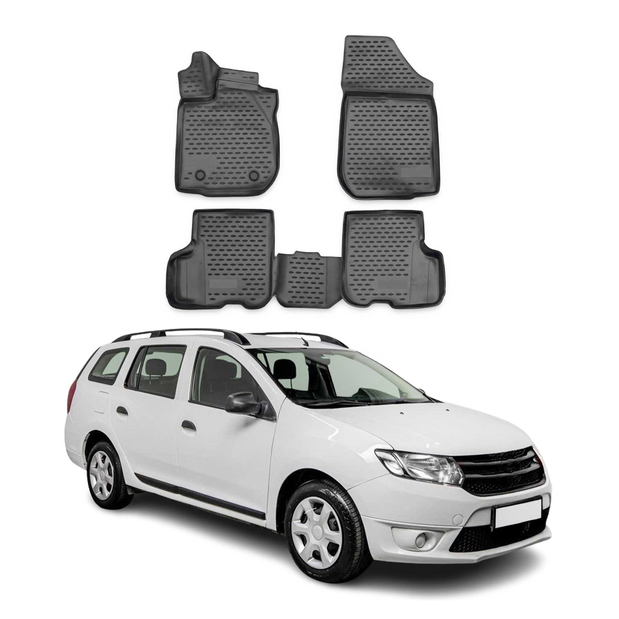 OMAC Alfombrillas de Goma Alfombrillas Compatibles con Dacia Logan MCV2 2013-2016 TPE Matten Negro 4X