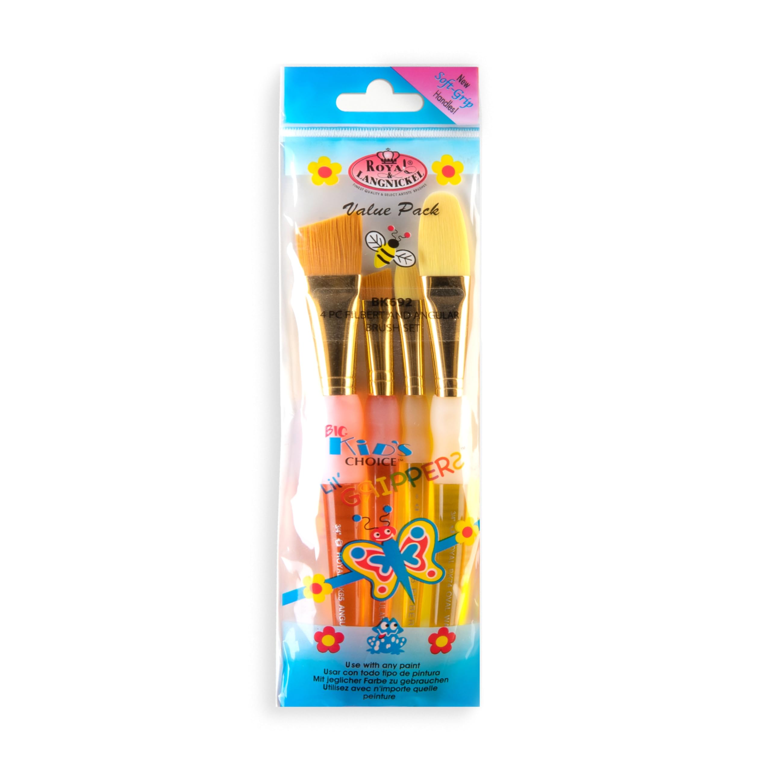 Royal & Langnickel, Big Kid's Choice Brush Set, 4-Piece Variery Set, Rounds & Flats (BK684)