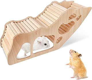 BORDEAG Hamster House, Hamster Tunnel, Wooden Hamster House, Hamster Hideout, Watchbox, Hamster, Dwarf Hamster Accessories for the Cage for Gerbils, Rats, Guinea Pigs product image