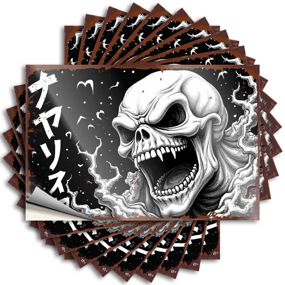 Decals Western Bathroom Coffee Bumper Spooky Skull with Japanese Text - No Residue Decals for Autumn(12X18CM)