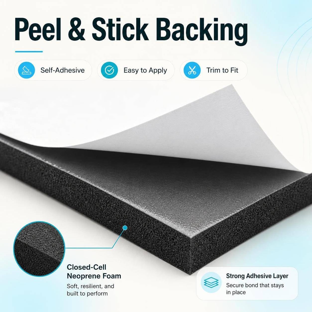 DGSL Neoprene Sponge Foam Rubber Roll With Adhesive – 12 In X 118 In X 1/8 Inch – Easy Cut DIY Foam Sheet For Soundproofing, Sealing, Padding, And Cosplay – White