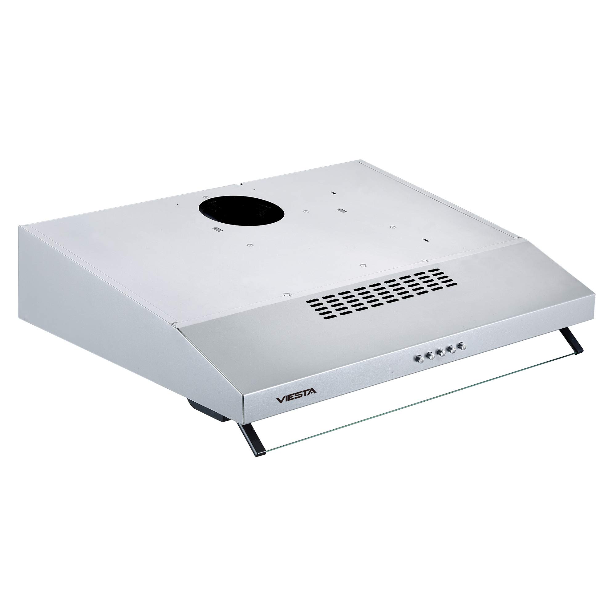 VIESTA VDU6080SR okap kuchenny 60 cm – stal nierdzewna podblatowa okap ścienny z filtrami tłuszczu – oświetlenie LED – funkcja odprowadzania powietrza i obiegu powietrza – wyciąg z szklanym kloszem – klasa energetyczna C