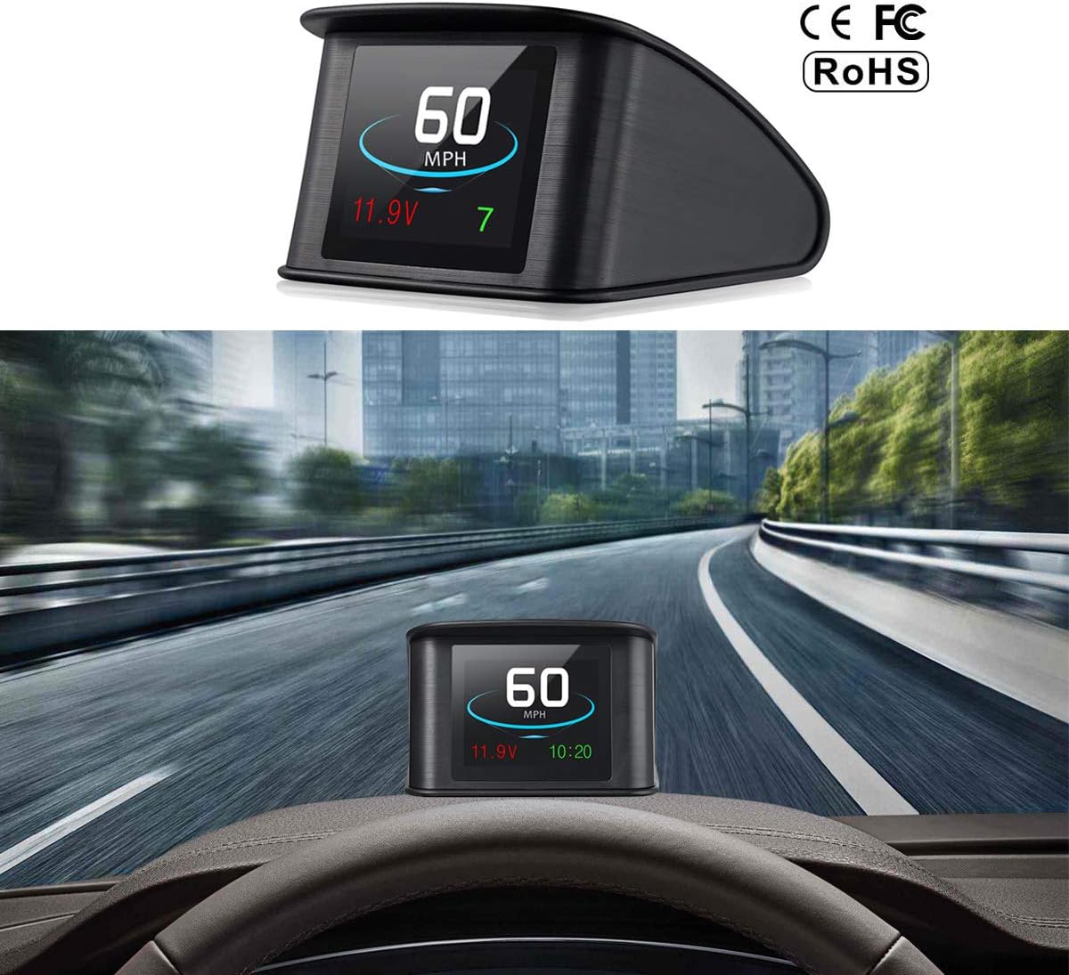 CousDUoBe Car HUD Head Up Display, GPS Speedometer OverSpeed Warning Acceleration Test Plug and Play HD Display, Suitable for All Vehicles