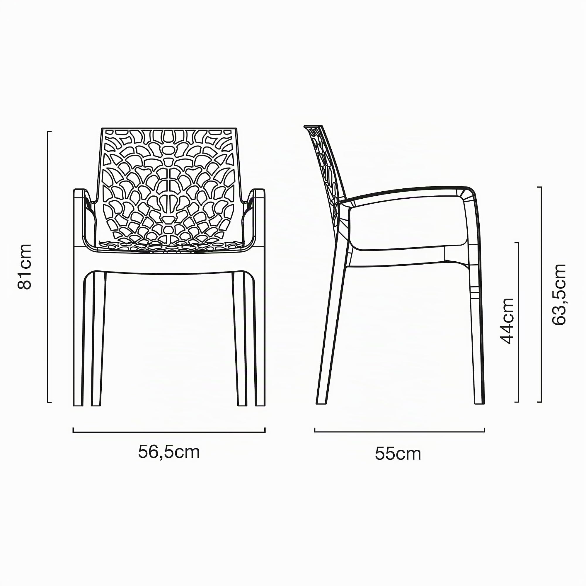 Grandsoleil Upon Gruvyer Stapelbarer Sessel, Polypropylen, 53 x 58 x 81 cm, Rot