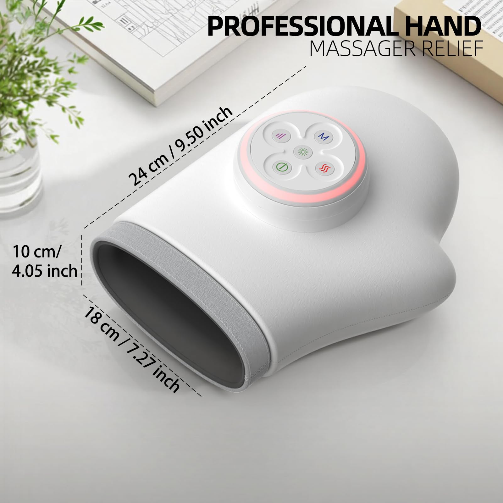Masajeador de manos inalámbrico con calor para artritis túnel carpiano, 5 niveles, 3 modos de calentamiento, dispositivo de terapia de mano, amasamiento Shiatsu Rolling para aliviar el dolor