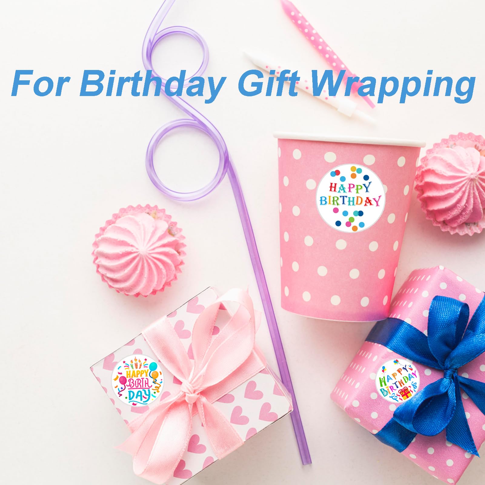 TOCCOOL Happy Birthday Stickers Roll - 1 Inch Colorful