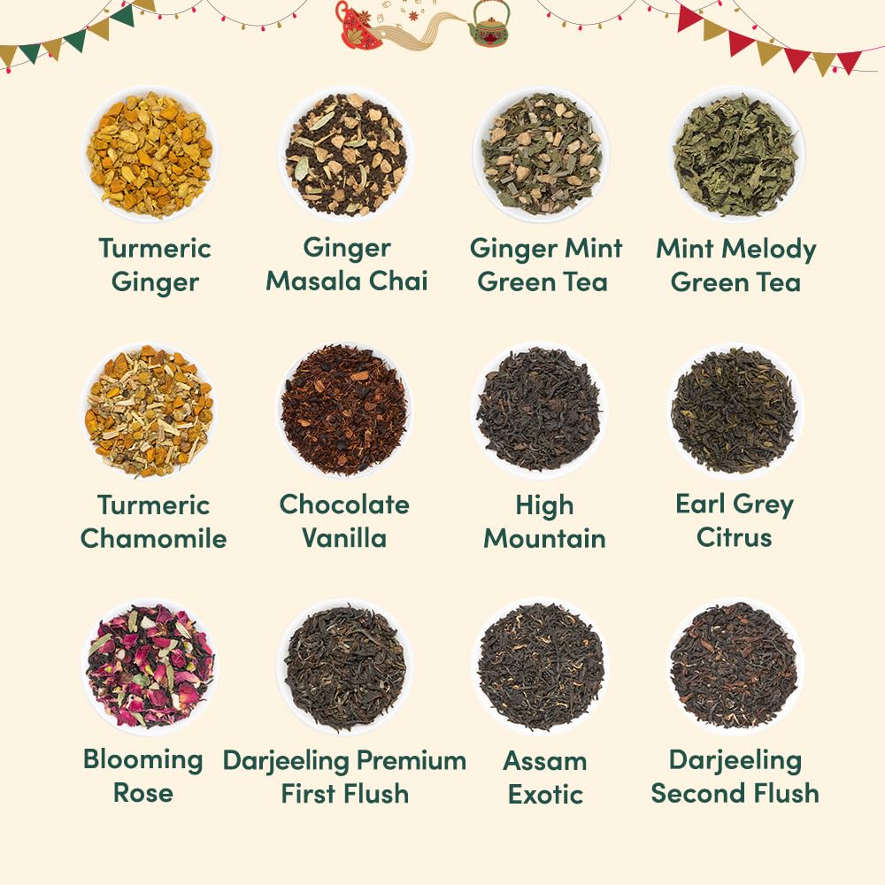 VAHDAM, Set de regalo de té de Año Nuevo | 24 tés sueltos en caja de regalo de lujo – 500g | Regalos de té Año Nuevo para mujeres y hombres 2026