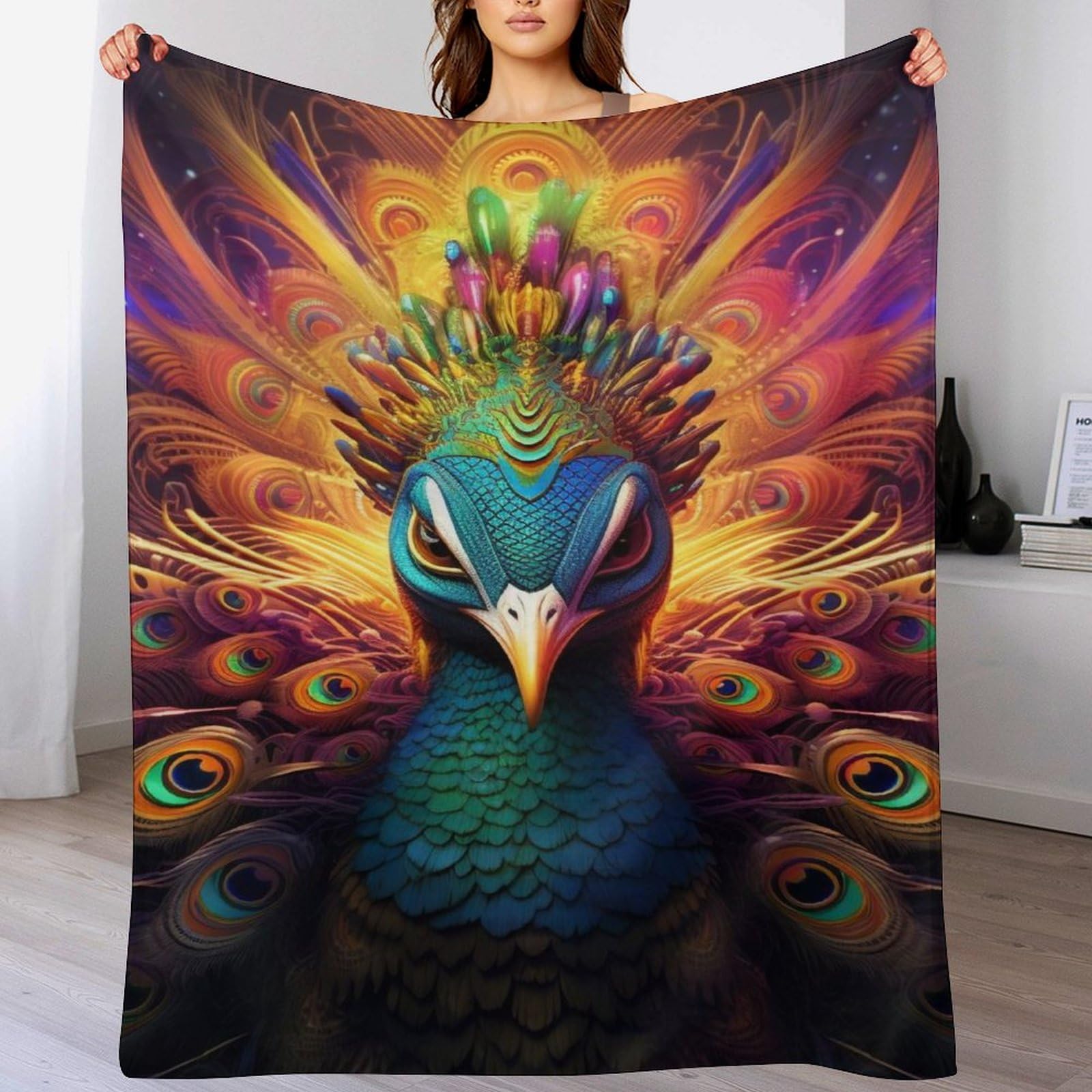 Couvertures polaires en flannel paon contre le froid nocturne en chambre