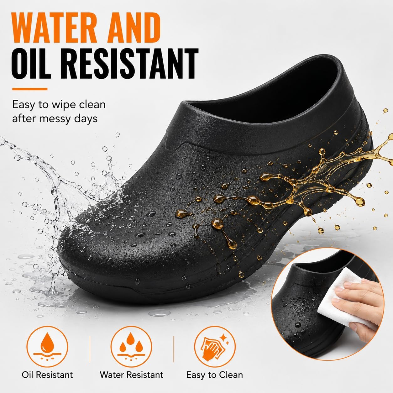 LIPROFE Chef Shoes for Men,Kitchen Shoes for Men,Non Slip Work Shoes for Men Women,Oil & Water Resistant Slip-On Kitchen Work Clogs for Restaurant Nursing Garden
