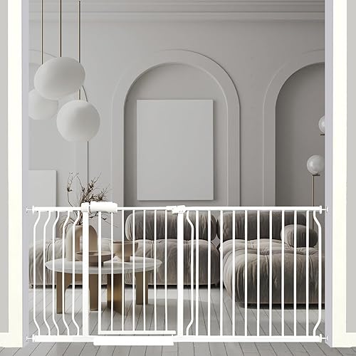 Miniatura 10 de Puerta para bebés de 71.5 a 76.3 pulgadas, extra ancha, grande, para mascotas, para interiores, montada a presión, puertas de seguridad, montadas a