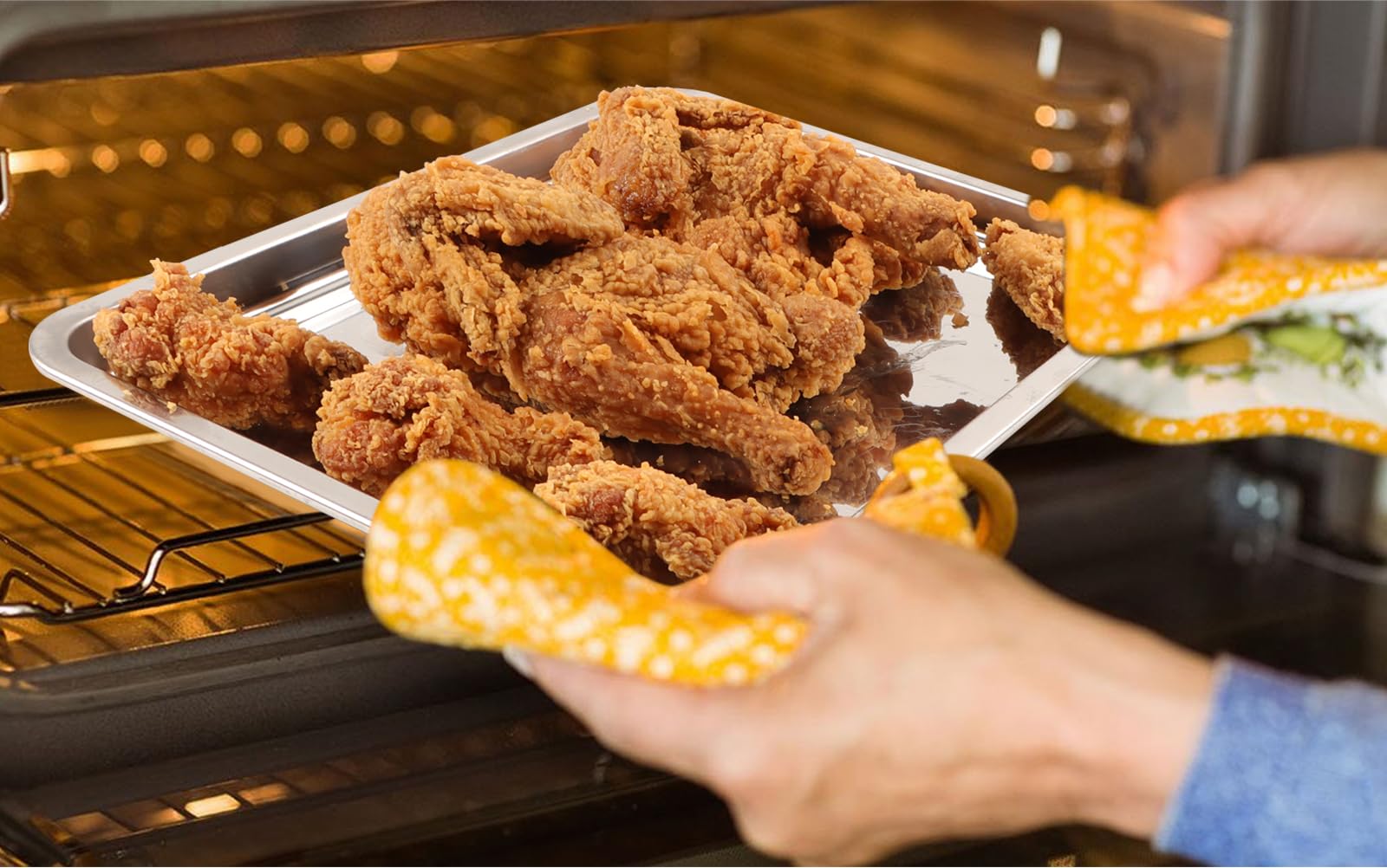 Stainless Steel Air Fryer Basket & Tray for Oven, 12.8" x 9.8", Rectangular, Silver — Amazon image 8