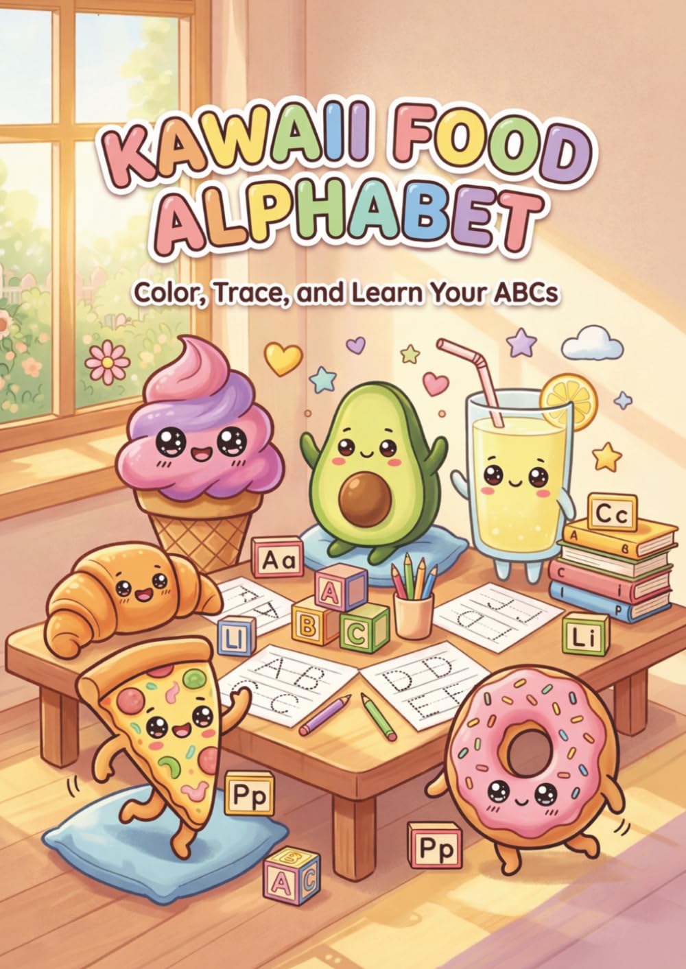 Kawaii Food Alphabet Coloring Book: Color, Trace, and Learn Your ABCs