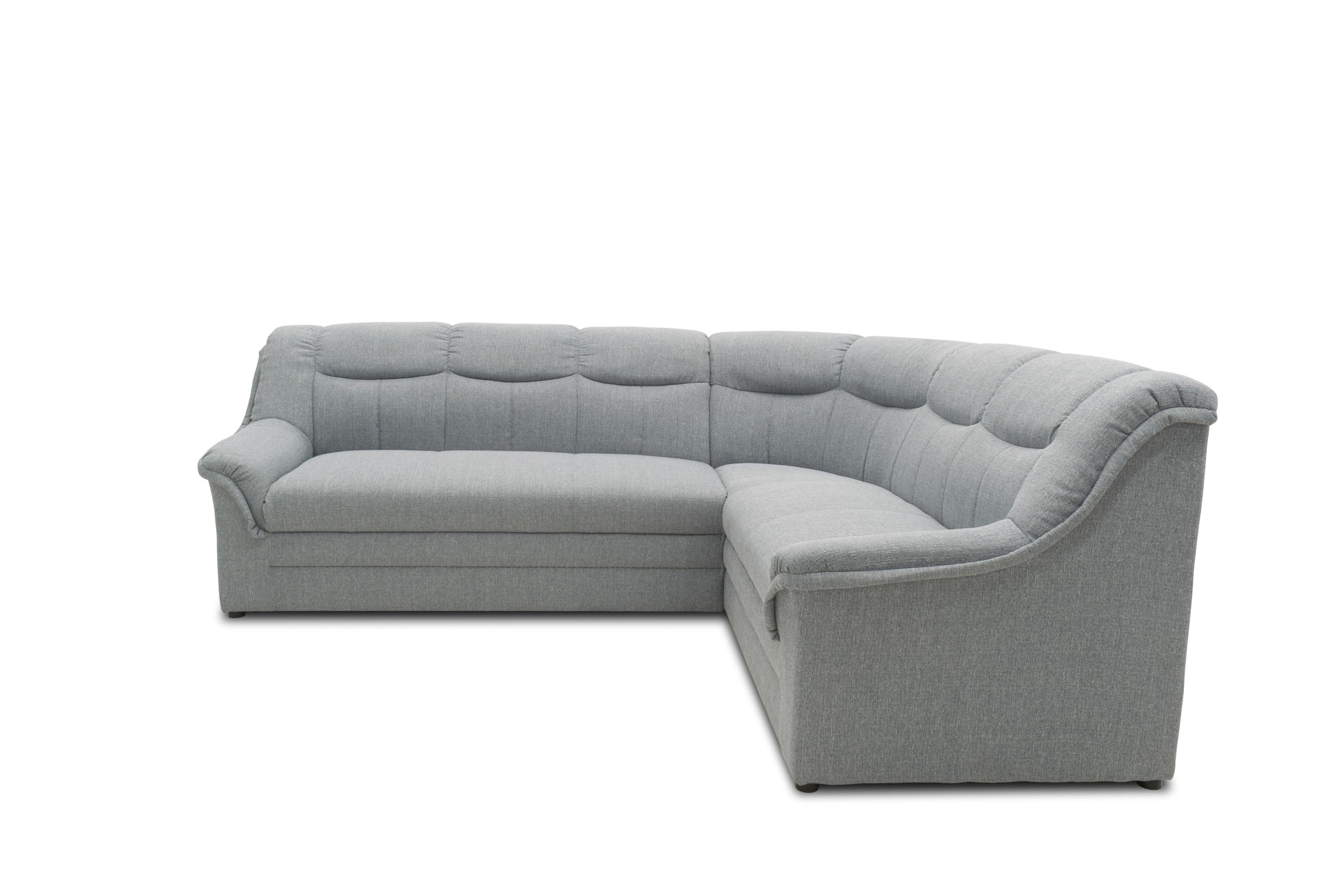 DOMO. collection Sofá esquinero Berlín, sofá esquinero Atemporal con Acolchado de muelles, sofá en Forma de L, 205 x 250 x 89 cm, Color Plateado