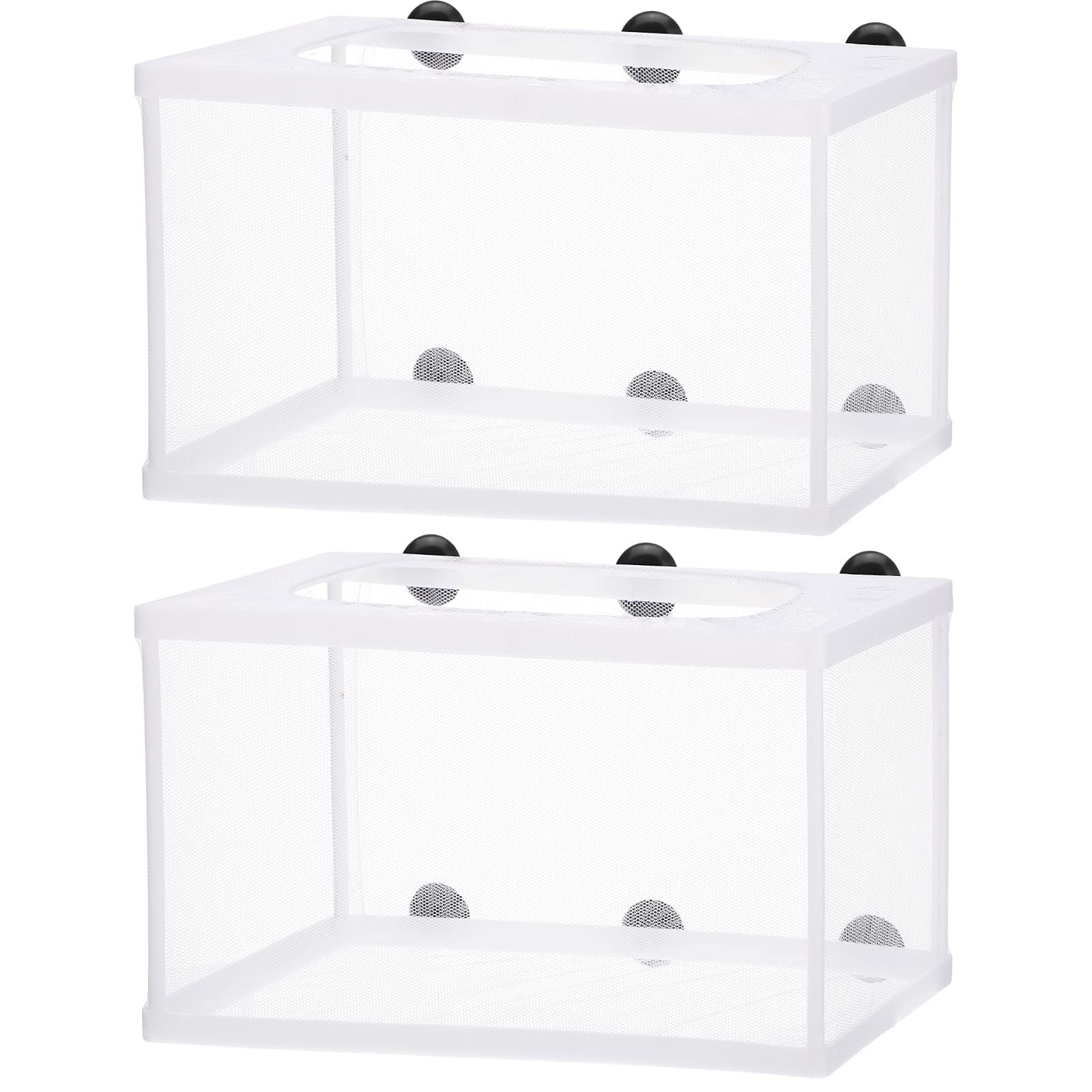 Fish Tank Breeder Net, Fish Hatchery Breeder Box Aquarium Separation Net Nylon Incubator Mesh with Suction Cup (2 Pcs)
