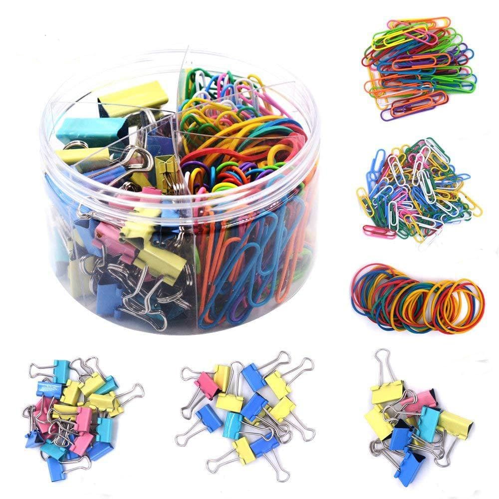 220pcs Paper Clips and Binder Clips, Colored Paper Clips Binder Clips Assorted Sizes (Large, Medium and Small), School Or Office (Color)