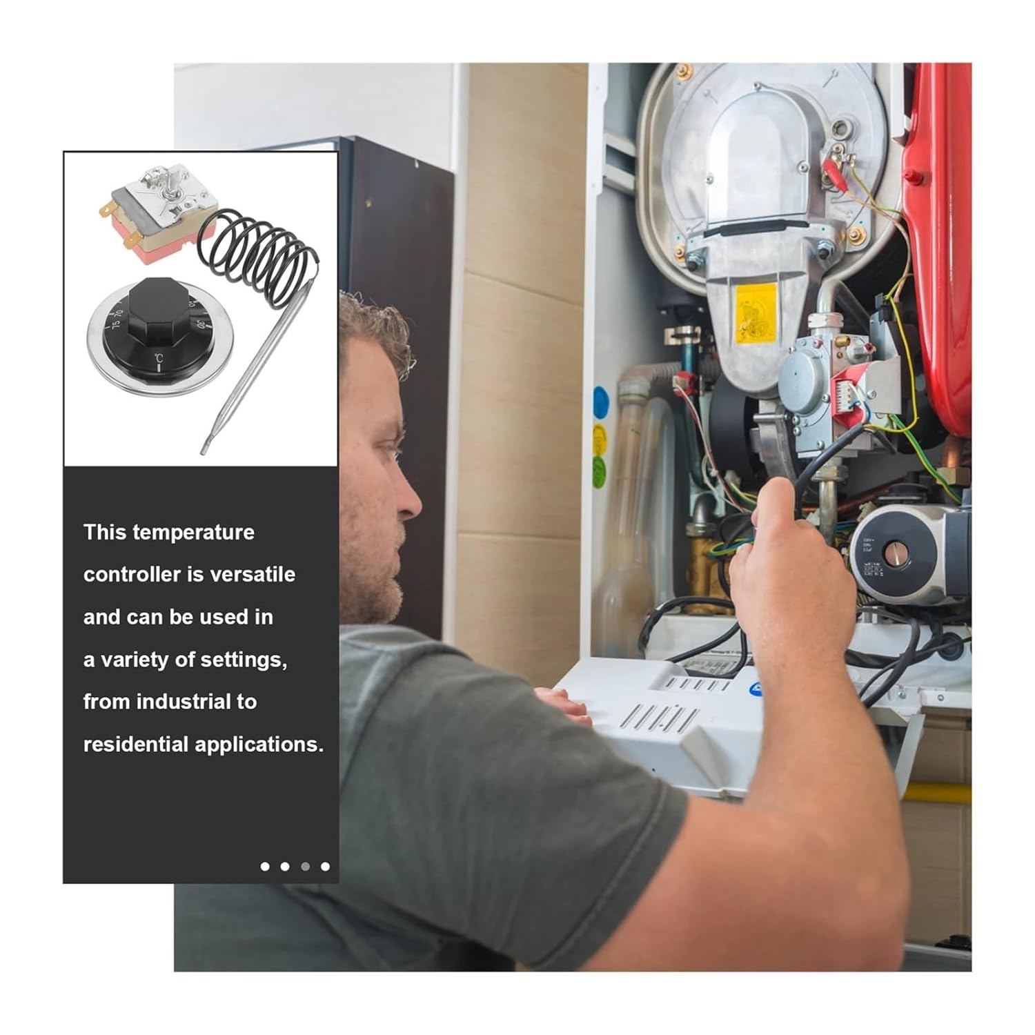 Adjustable 30 to 75 Degree Mechanical Temperature Controller Switch 16A Capillary Thermostat for Heater Refrigerator Stove Range