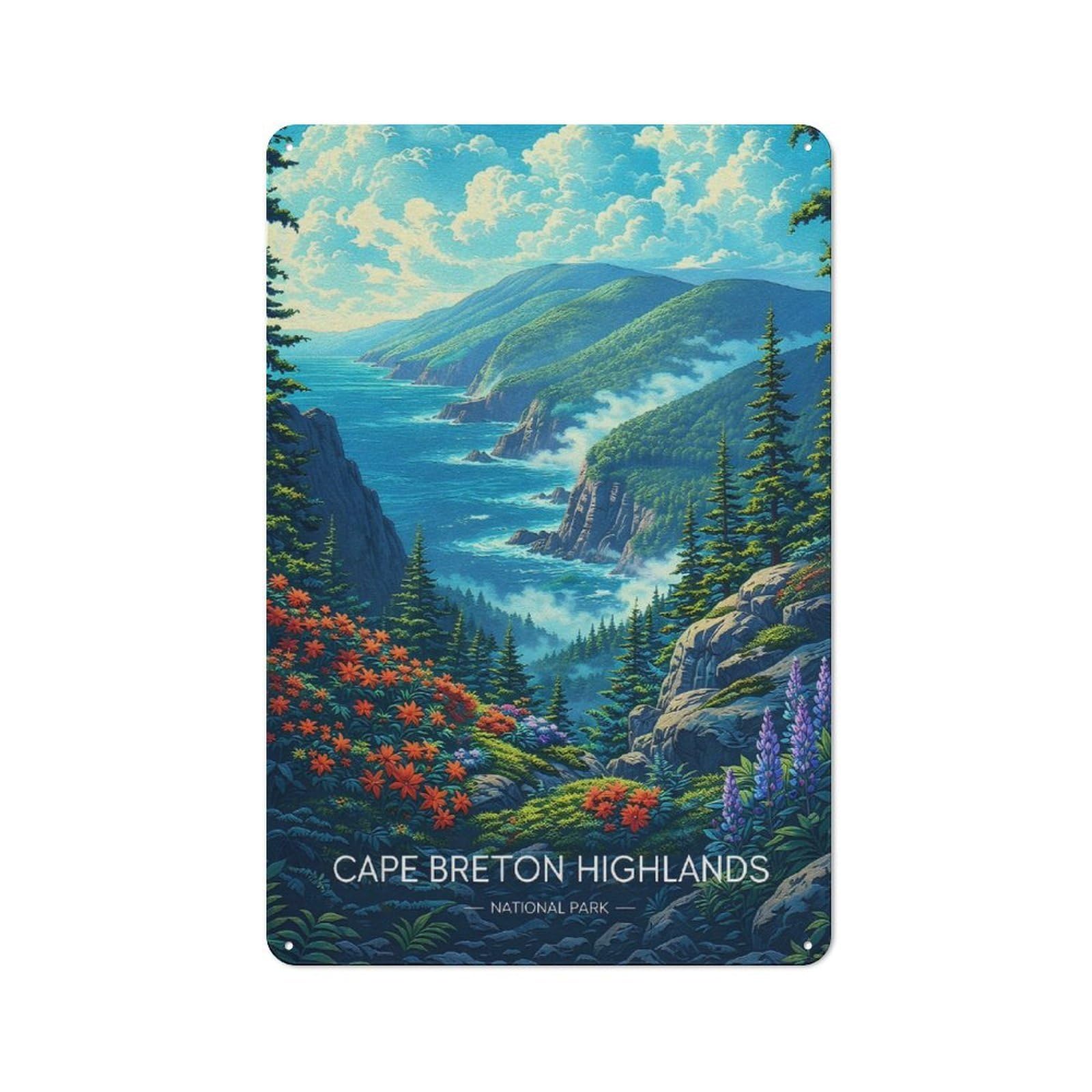 Junmoney Style-19 Creative Cape Breton Highlands National Park Metal Desk Wall Sign 30X20cm, Study Room Decor For Home Office, Reading Corner Or Bedroom
