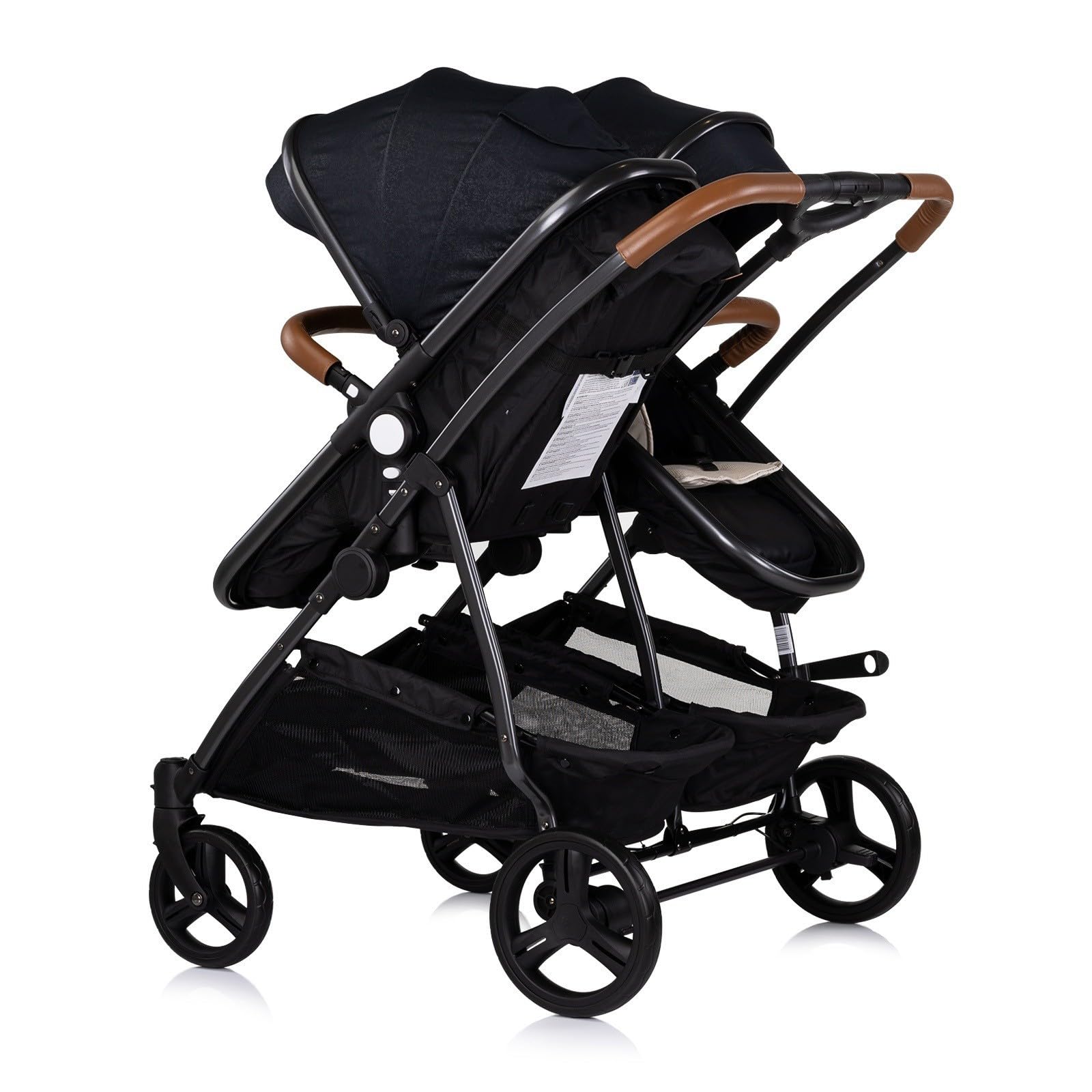 DUO SMART - Cochecito gemelos o niños juntos, ancho 79 cm, color negro sin acogedor