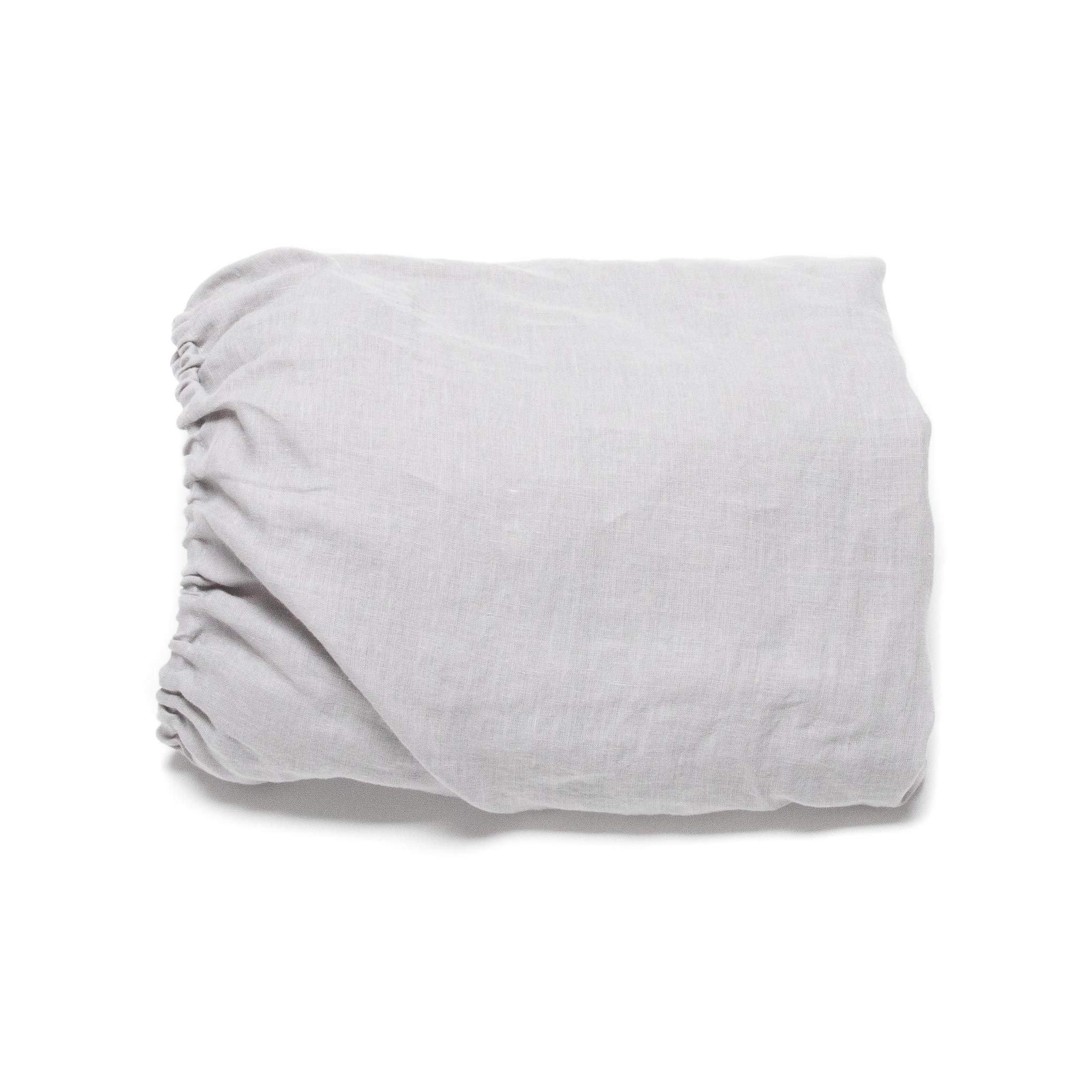 Drap housse en lin LinenMe Cool Grey 90x200x20 cm pour lit une place