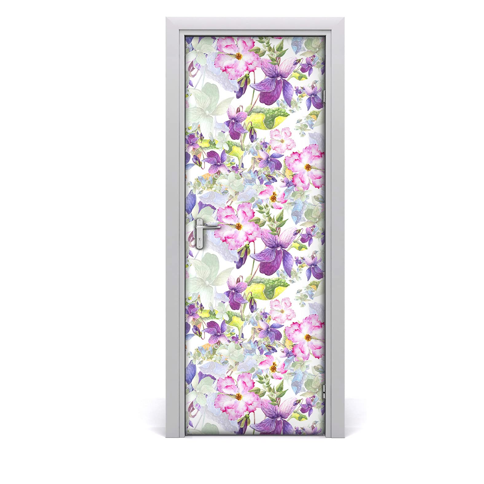 Autocollant de porte pour cacher les imperfections papier peint floral 85x200