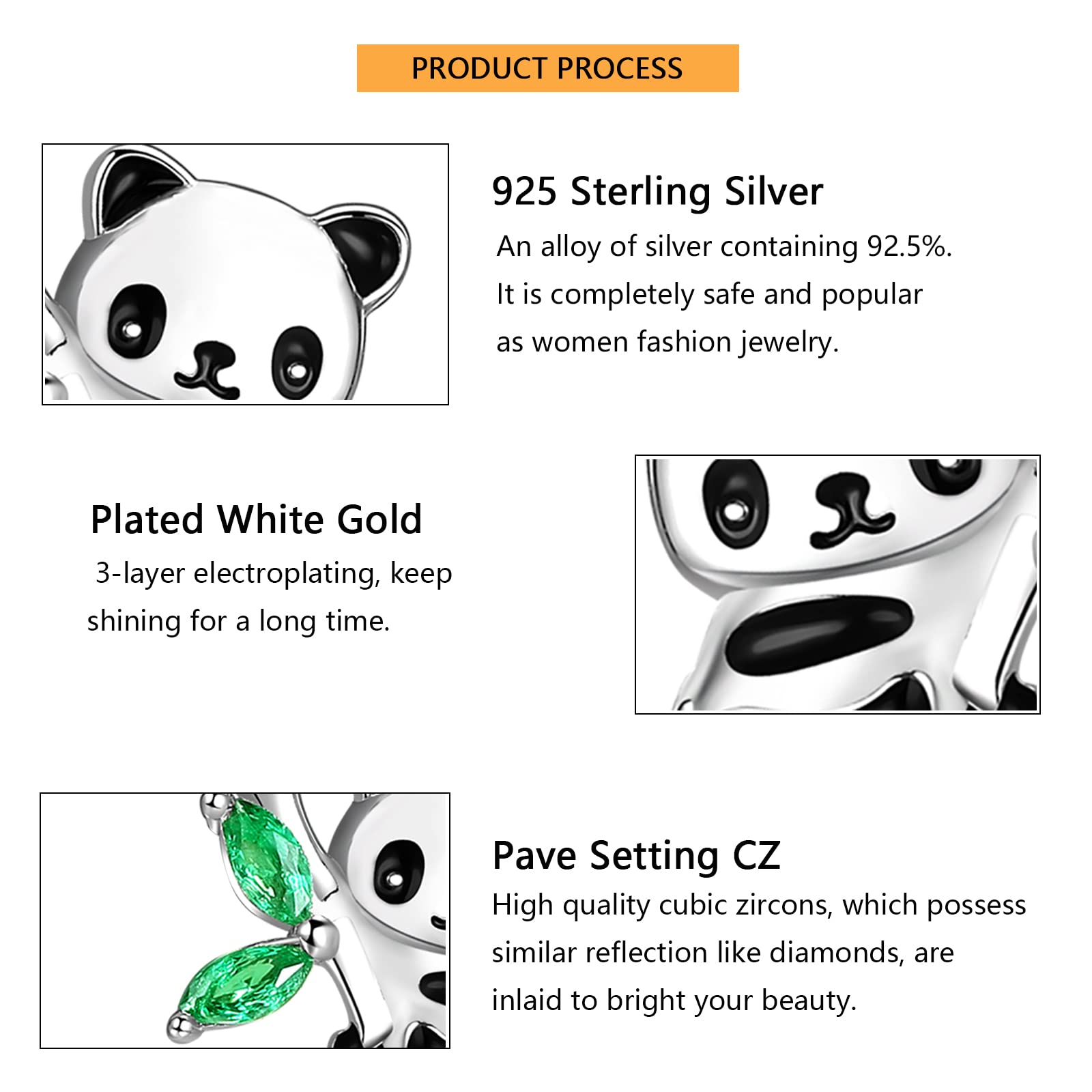 Boucles d'oreilles panda en argent sterling 925 pour filles Boucles d'oreilles panda mignonnes hypoallergéniques Cadeaux d'anniversaire pour filles adolescentes