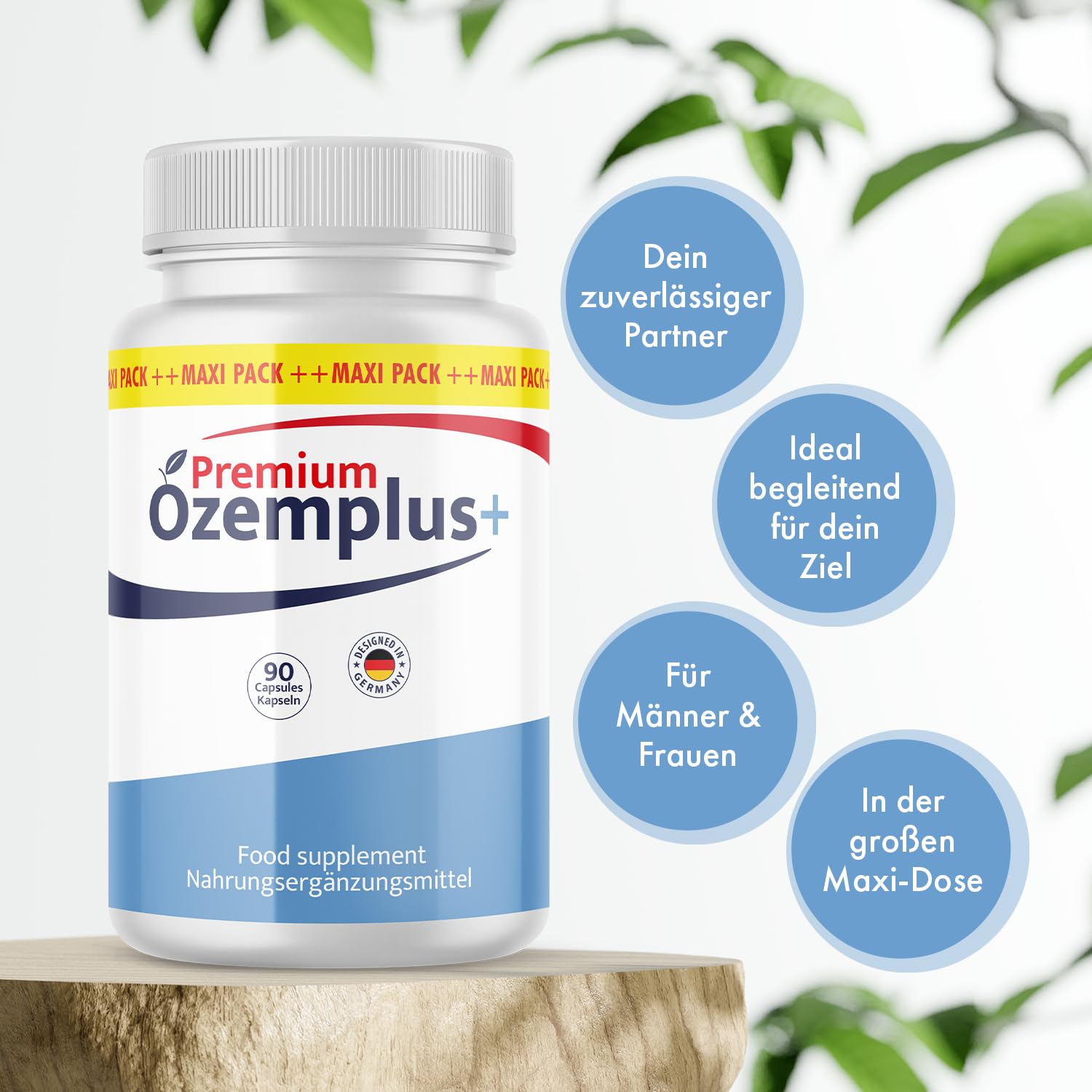 Premium Ozemplus+ Kapseln | Mit Apfelessig & Pflanzenextrakten | 90 Kapseln