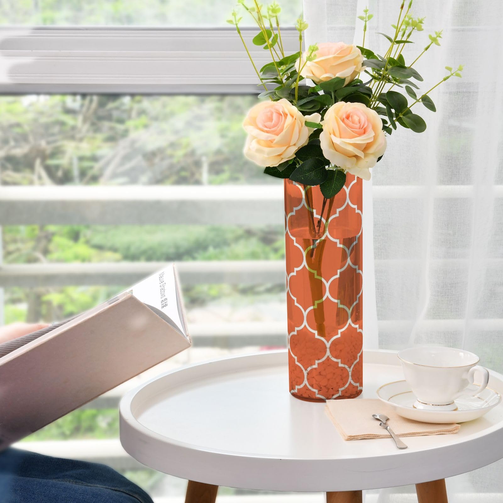 Amazon.com: DOMIKING Orange Moroccan Tile Plastic Flower Vases for