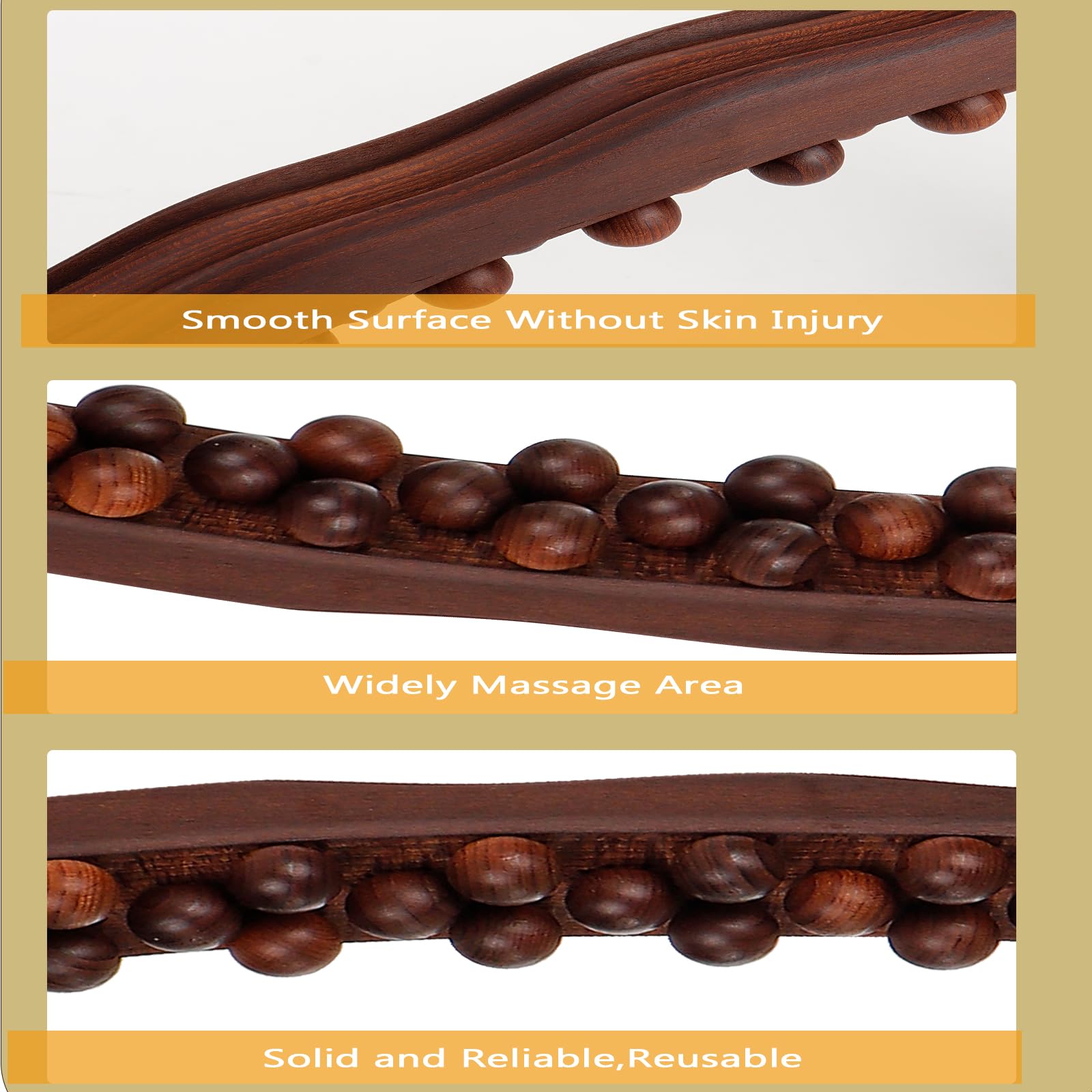 Guasha - Herramientas de madera para masaje de terapia de madera, herramientas de masaje para dar forma al cuerpo, rodillo de masaje de espalda de 31 cuentas, masajeador de drenaje linfático para dar