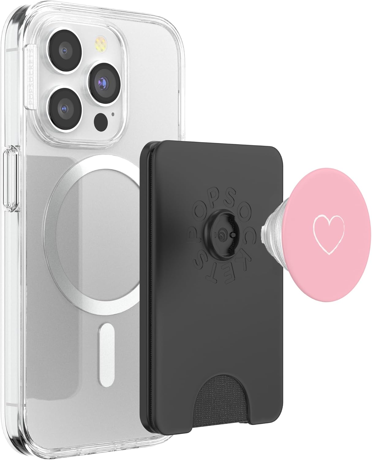 Heart Pink PopSockets PopWallet for MagSafe