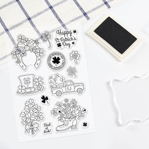 Miniatura 6 de GLOBLELAND Lucky Clover - Sellos transparentes de silicona para el día de San Patricio, sellos transparentes para cumpleaños, tarjetas del día de