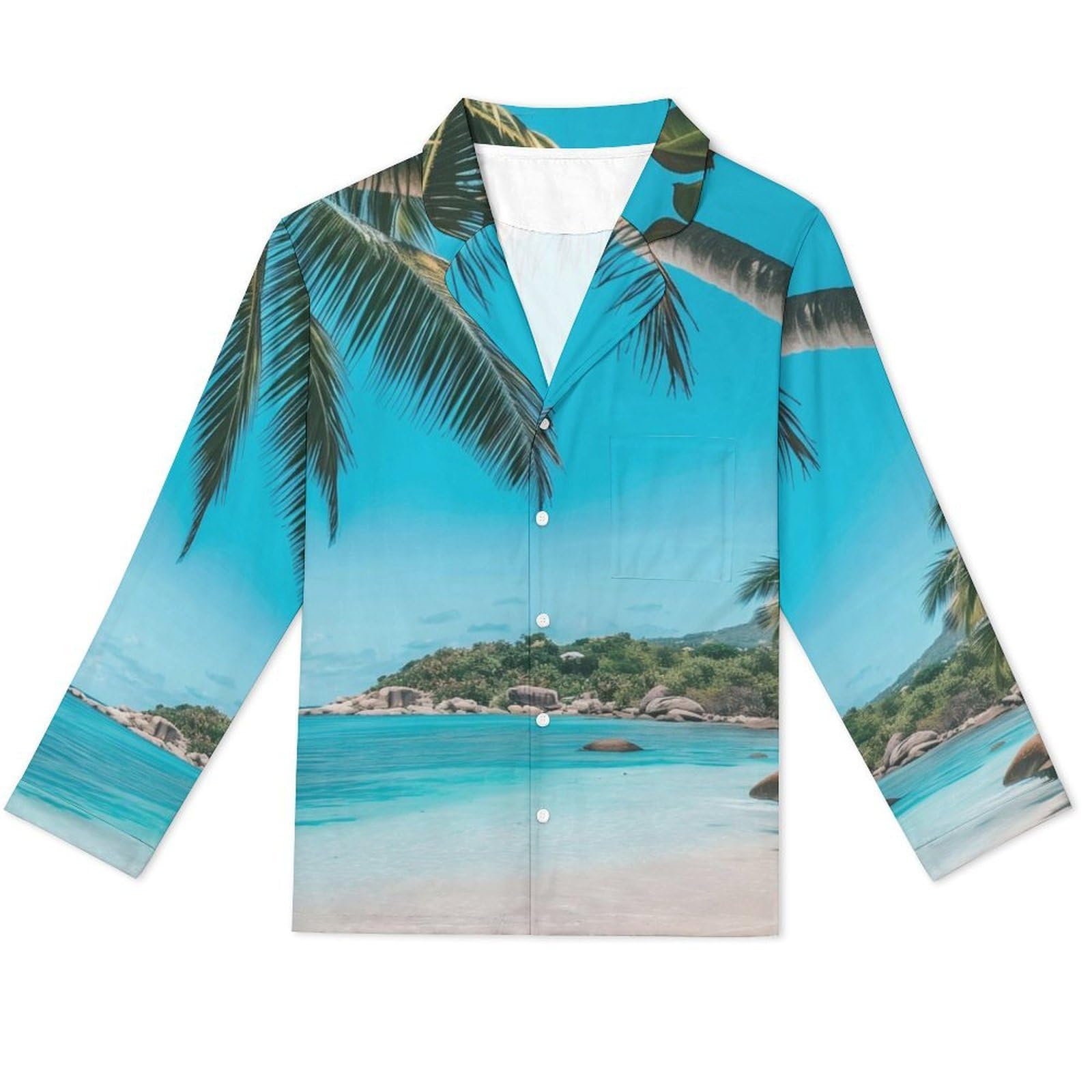 OLEETS Completo Pigiama da Uomo 2 Pezzi - Vista Montagna E Mare Top E Pantaloni in 2 Pezzi Pigiama Casual E Ampio A Maniche Lunghe Morbido Autunnale E Invernale.