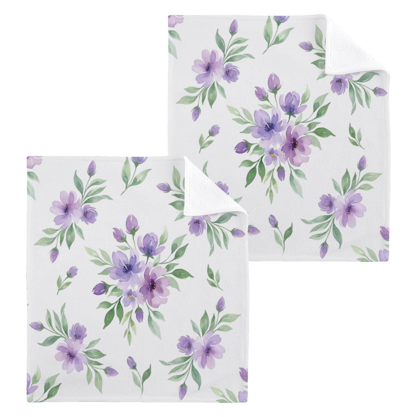 BOESI Watercolor Bloom Pattern 12x12in Cotton Washcloth,Face Towel