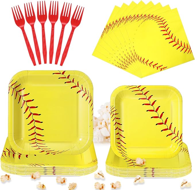 Sliner 120 Pcs Softball Party Decorations Tableware Set