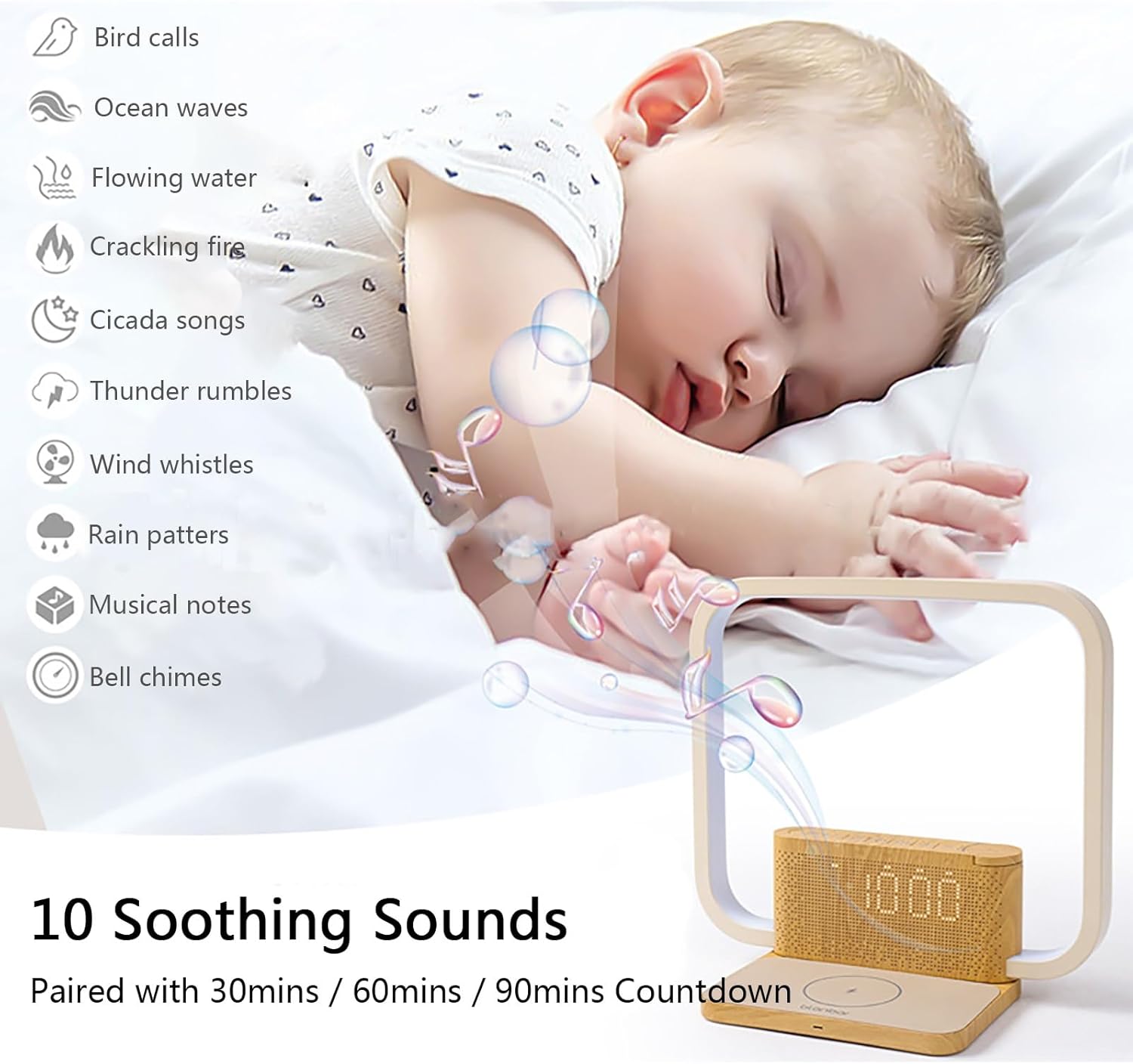 Bedroom Wake Up Light with White Noise Machine, White Noise Machine, Dual Alarms with Sunrise Simulation, 3 Brightness Levels