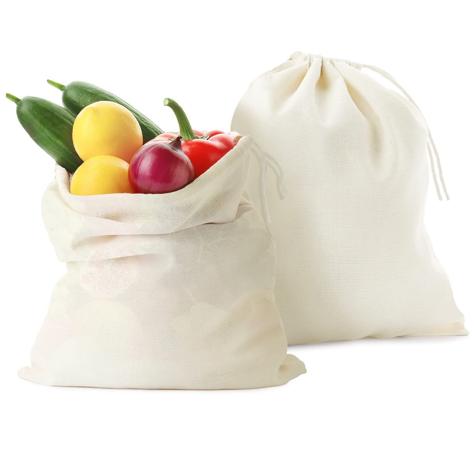 Lot de 50 sacs en mousseline de coton avec cordon de serrage pour le bureau, la maison, la cuisine, beige (20,3 x 25,4 cm)