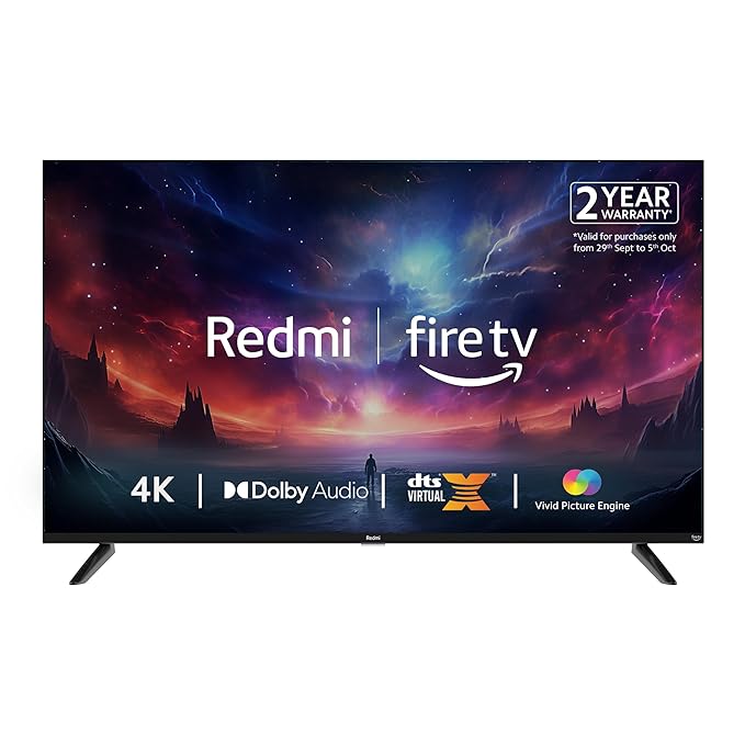 Redmi 108 cm (43 inches) F Series 4K Ultra HD Smart LED Fire TV L43R8-FVIN (Black) at Rs. 24999