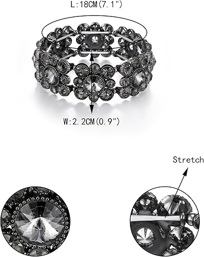 Miniatura 4 de EVER FAITH Round Austrian Crystal Vintage Style Elastic Stretch Bracelet