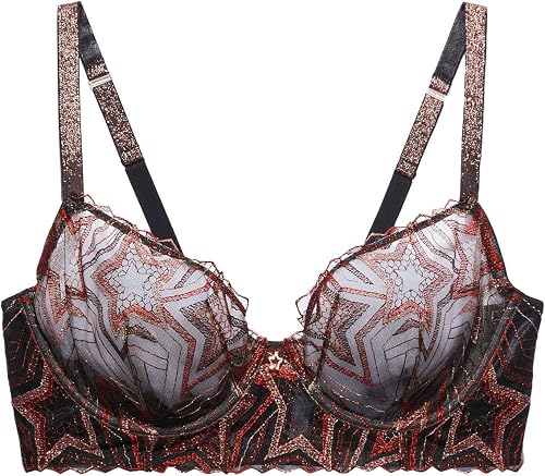 Savage X Fenty, Women's, SXF-B0899, 34B, Henna Red Starstruck Embroidery