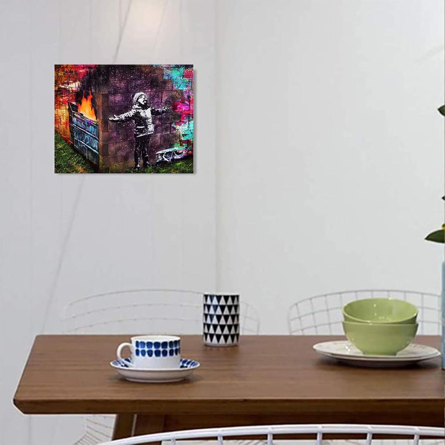 FLTABI Banksy Canvas Wall Art for Living Room Seasons Greetings Graffiti Street Canvas Wall Art Ready to Hang Bathroom Home Office Wall Decor 16Wx24H inches/40x60 cm