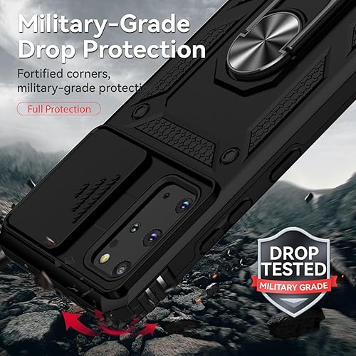 Miniatura 8 de Yodueiv Funda para Galaxy S20 Plus, Samsung S20+ SM-G985 con protector de pantalla de vidrio templado y cubierta de cámara deslizante, anillo