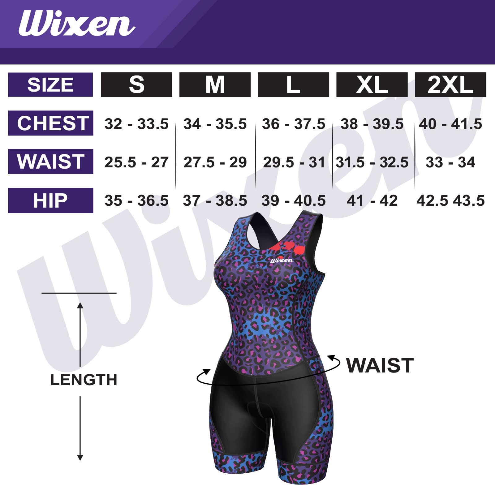 Wixen Pro Damen Triathlon Anzug Ärmel Trisuit aerodynamischer Schwimmanzug Fahrrad Laufanzug Gesäßtasche