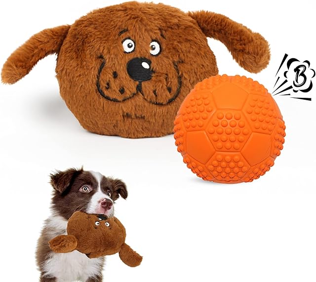 Namsan Dog Plush Toy with Dog Squeaky Ball Interactive Puppy Toys for Boredom Soft Durable Pet Toys for Small / Medium Dogs