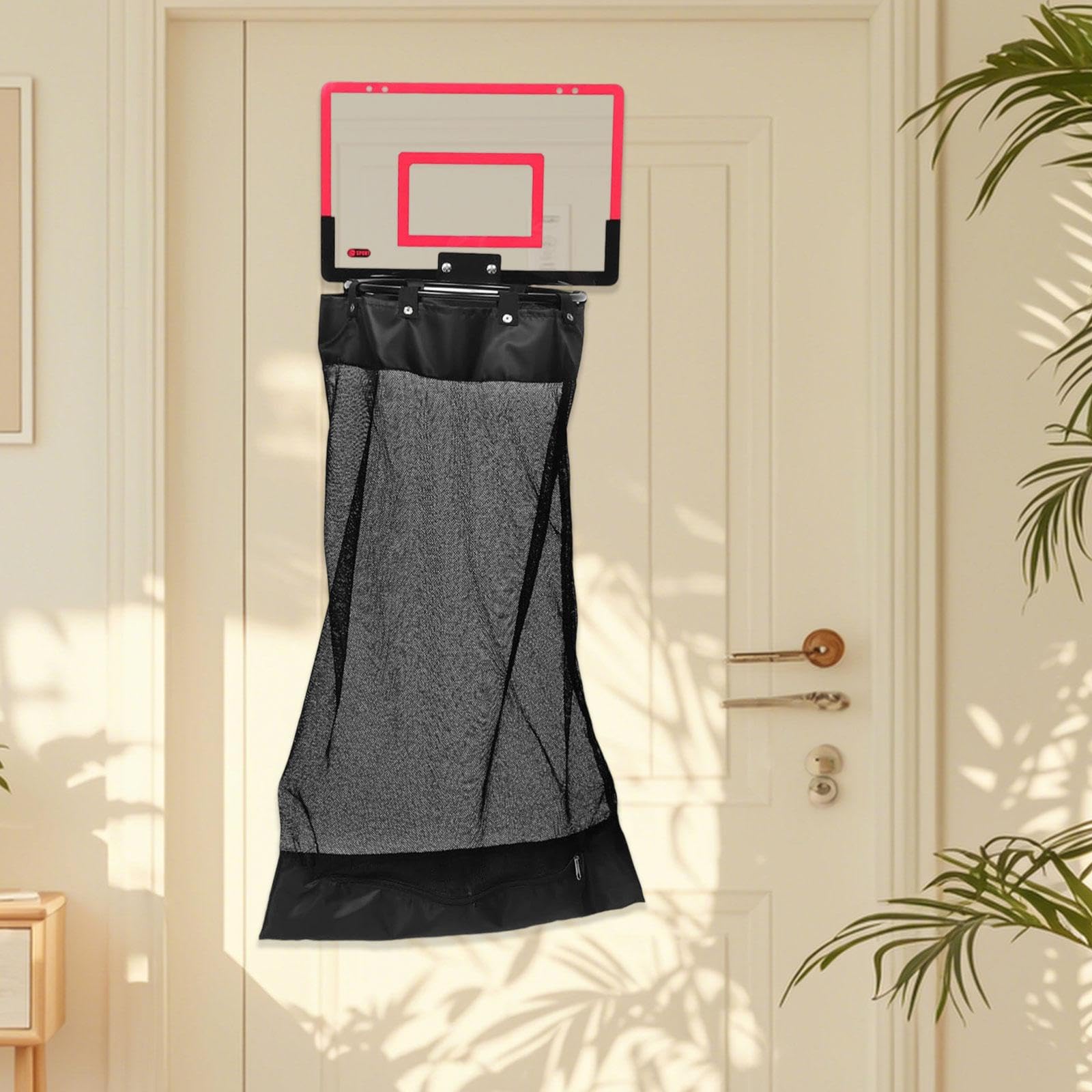 Cesto de Ropa Colgante Plegable con Cremallera para Colgar sobre La Puerta, Ideal para El Dormitorio, El Hogar Y El Estilo Rústico, Rojo, Individual