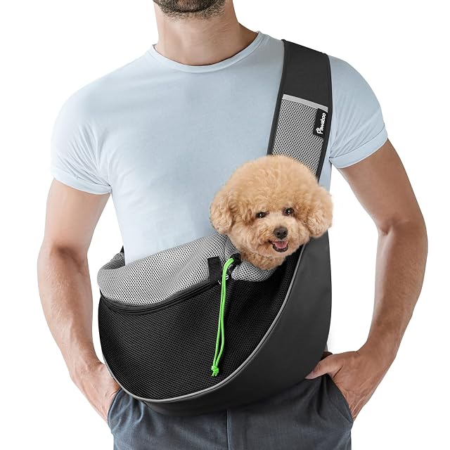 Pawaboo Bolso Bandolera para Perros, Bolsa Portátil para Mascotas con Correa Ajustable y Bolsillos