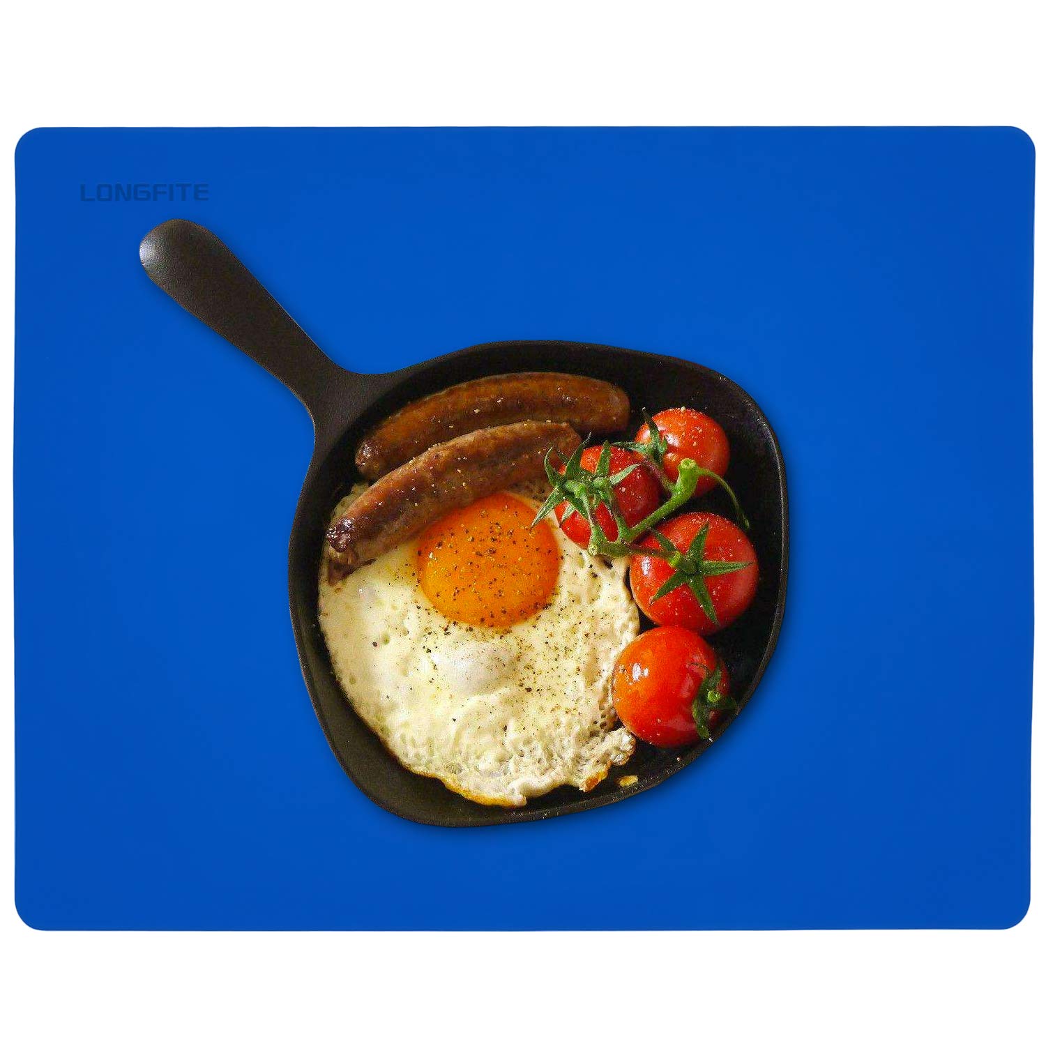 24 X 20inch X-Large Reusable Silicone Table Mat Child Kids Dinner Placemat Desk Countertop Waterproof Protector Heat Insulation Kitchen Pastry Rolling Dough Pad Tool (Blue)