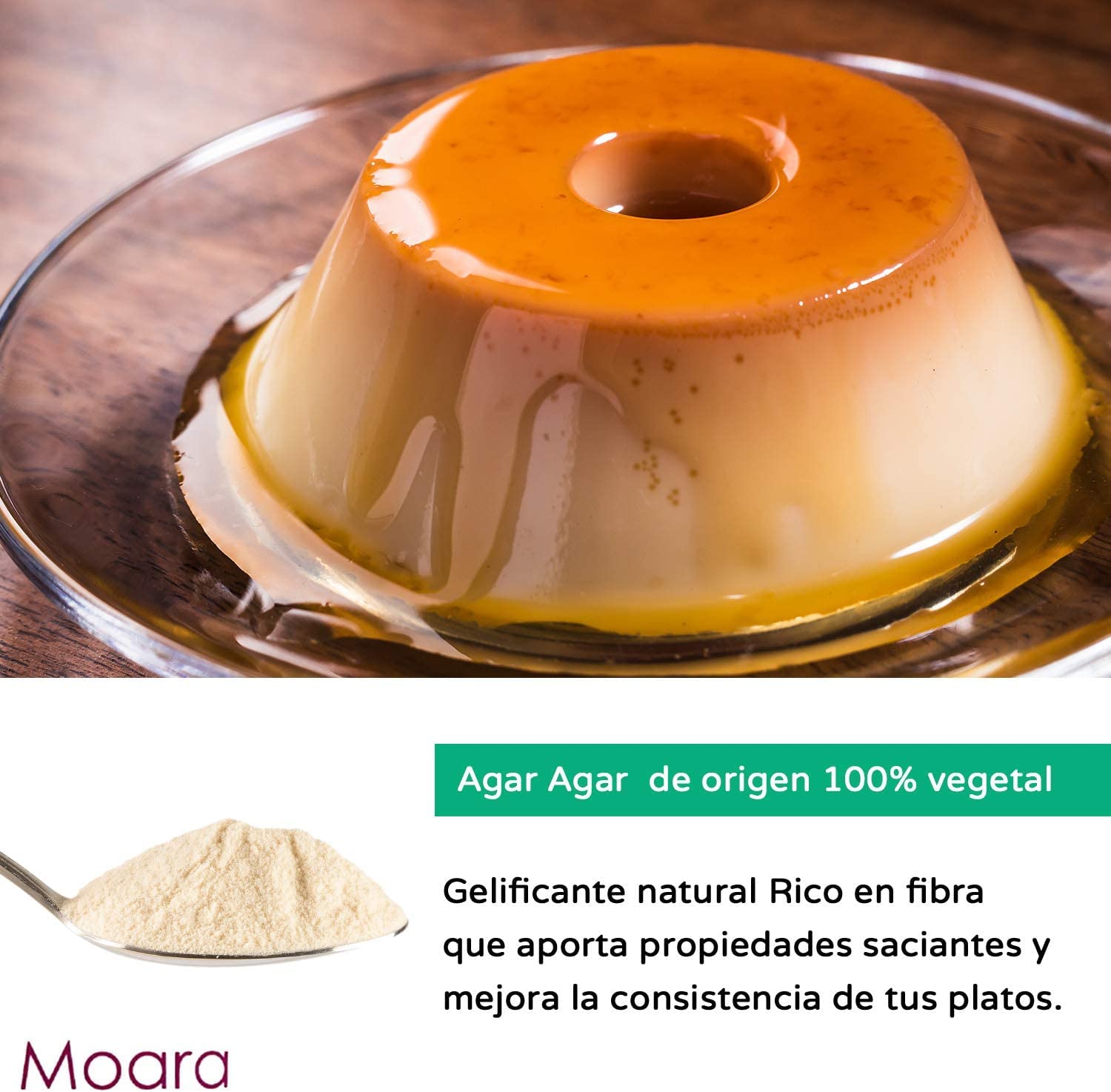 Agar Agar en polvo - Ideal para cocinar, sustituto vegano de la gelatina – Origen España - Producto natural 500g. Envase Doypack zip