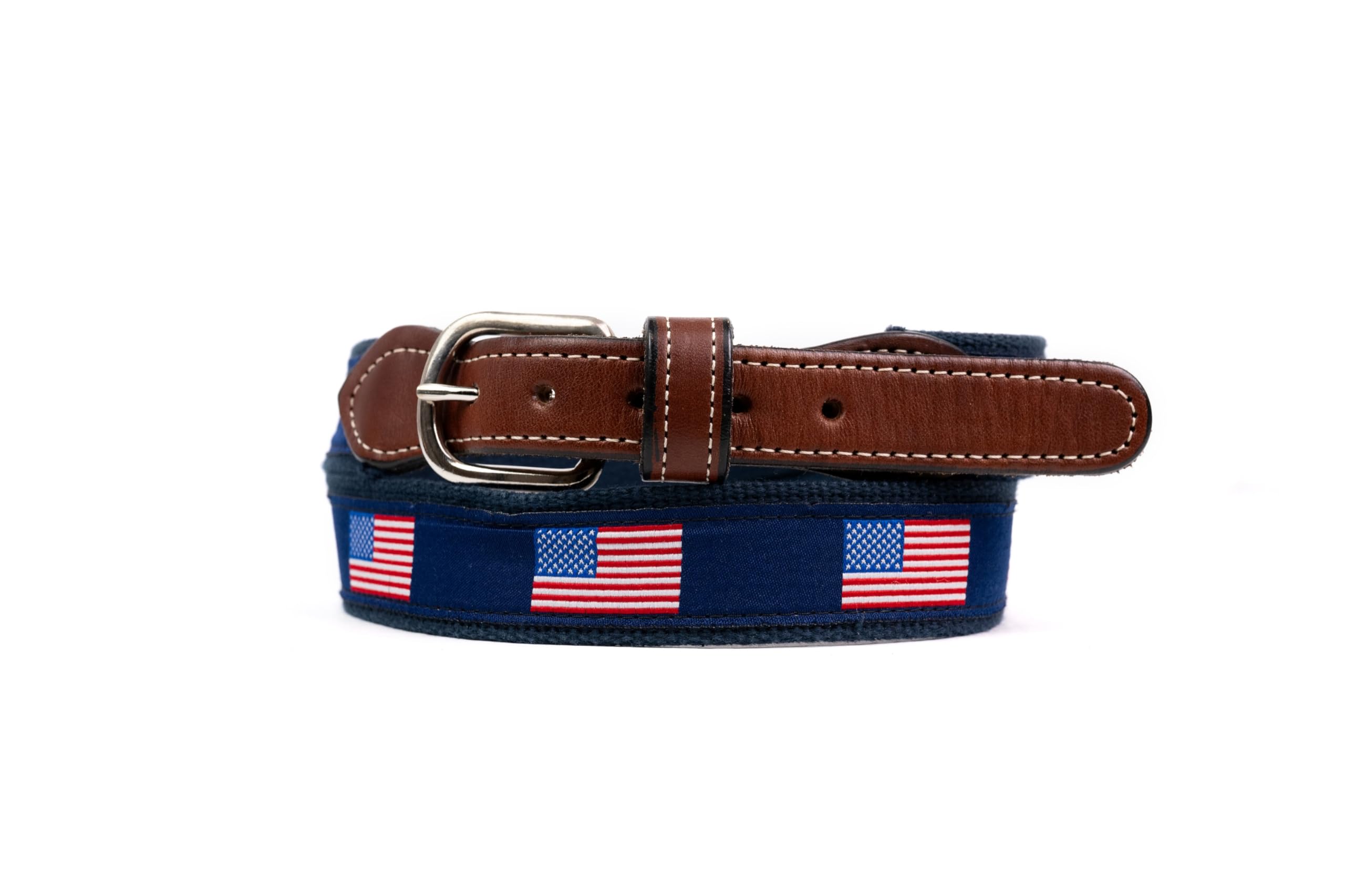 StadiumSpot United States Flag Web Leather Mens Belt, Size 40