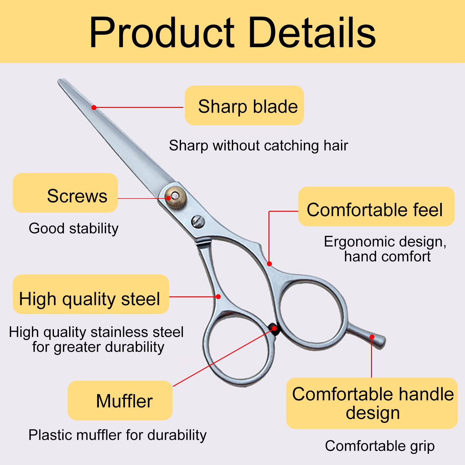 Forbici Parrucchiere Professionali, Premium Forbice Capelli Con Pettine E Caso, Parrucchieri Barbieri Donna, Uomo, Bambino (15.5cm)