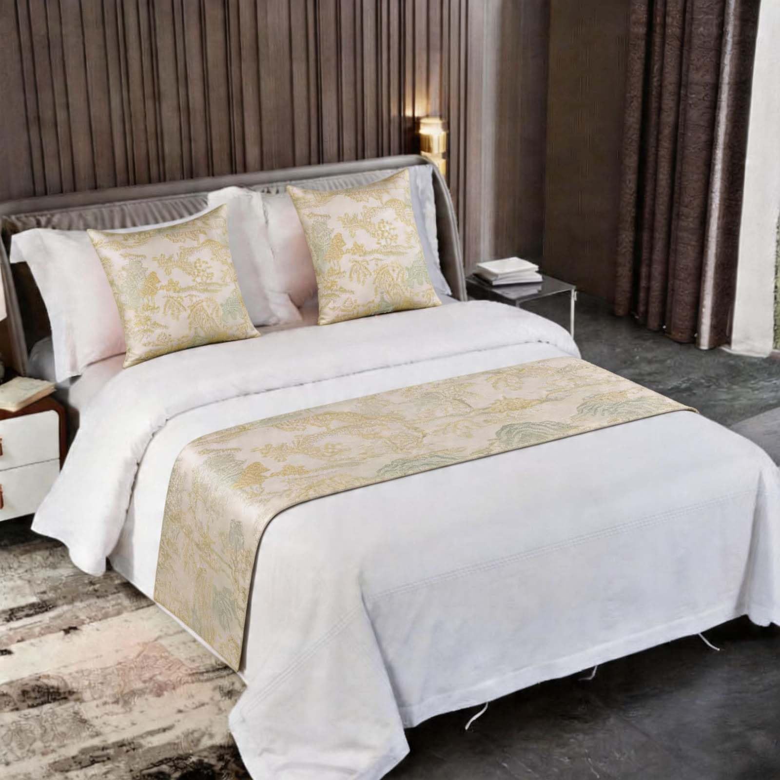 Camino de cama de estilo chino para crear un ambiente Zen y acogedor en habitaciones de invitados